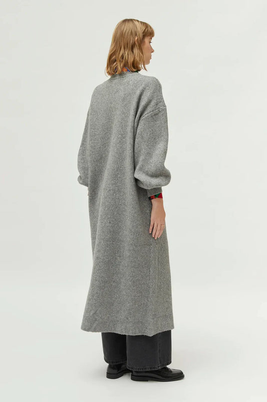 Maxi cardigan lungo grigio con scollo a V (copia)