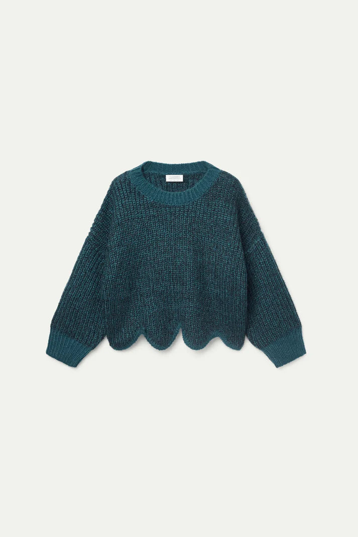 Maglione lurex con dettaglio orlo verde