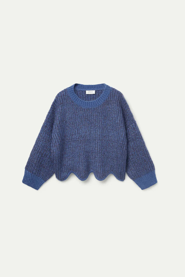 Maglione lurex con dettaglio orlo blu