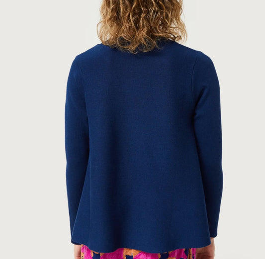 Maglione svasato in maglia blu navy