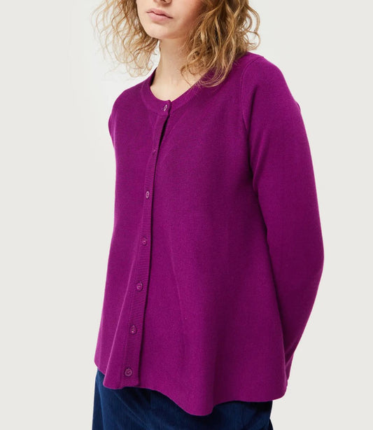 Cardigan viola a trapezio