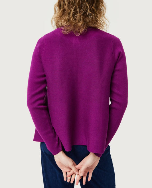 Cardigan viola a trapezio