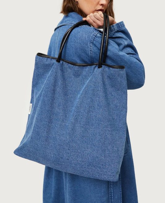 Borsa a tracolla in denim blu